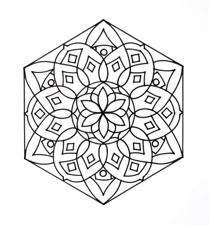 Coloriage Mandala: Hexagone de base Mandalas