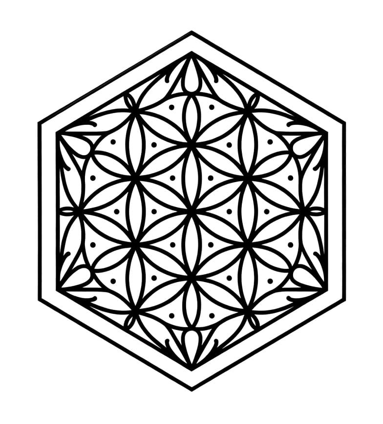 Coloriage Mandala: Hexagone facile pour les enfant Mandalas