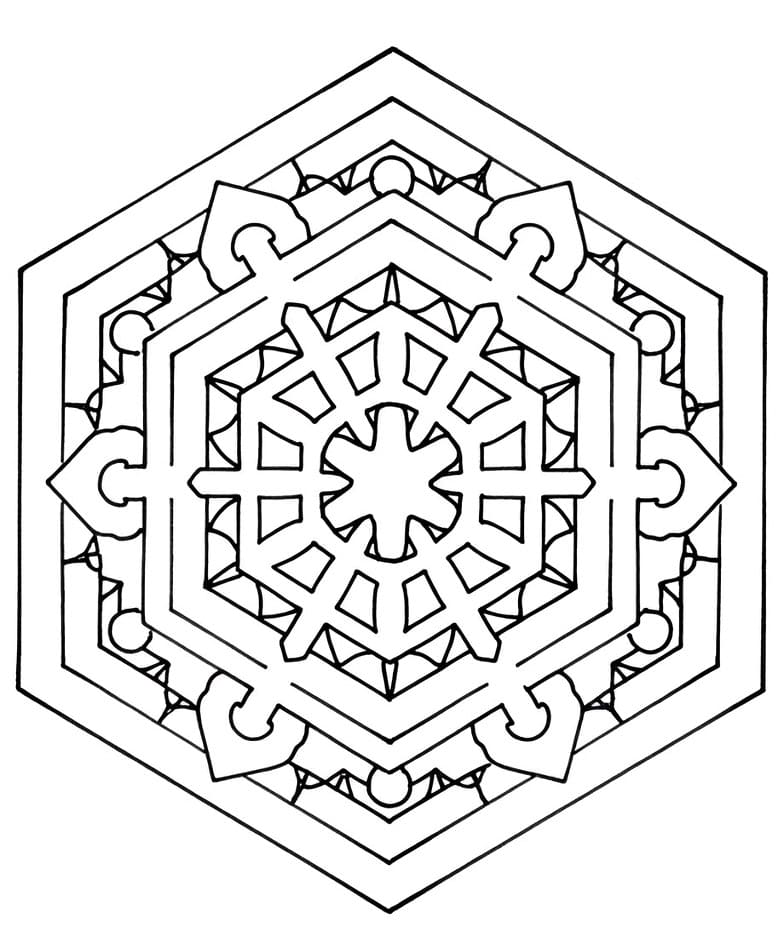 Coloriage Mandala: Hexagone Gratuit Mandalas