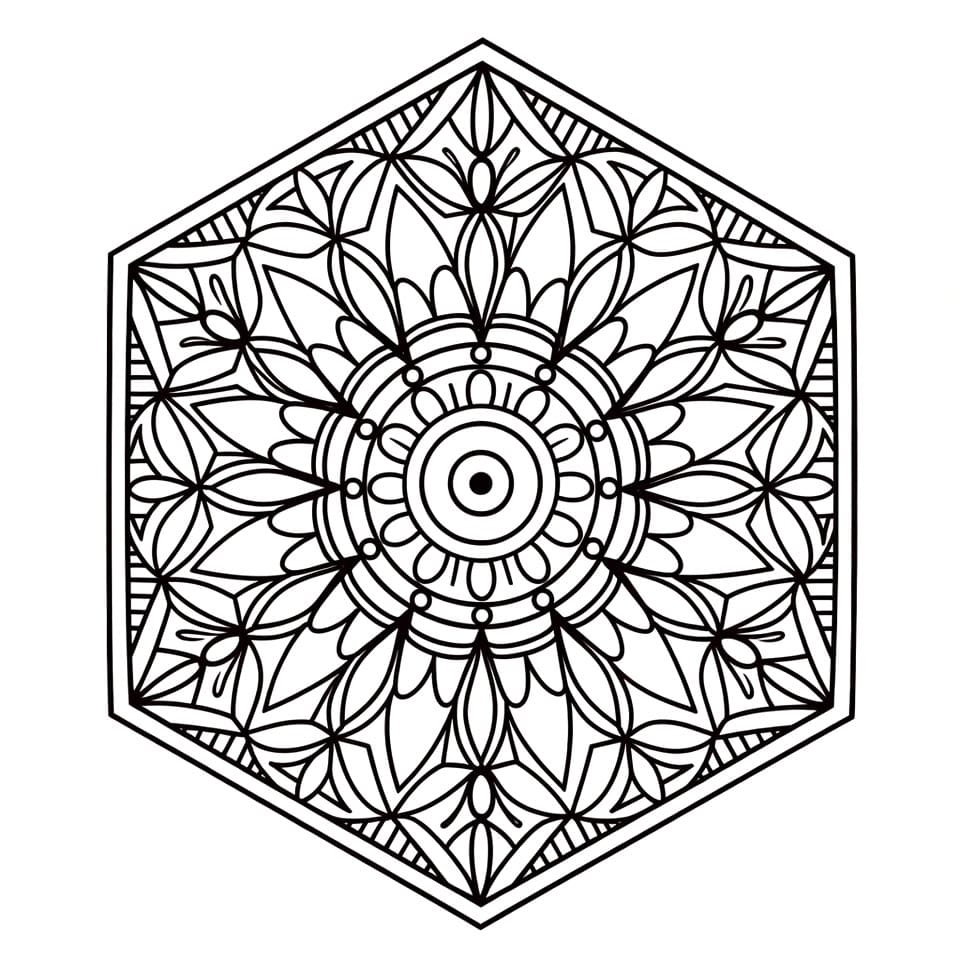 Coloriage Mandala: Hexagone Imprimable Mandalas