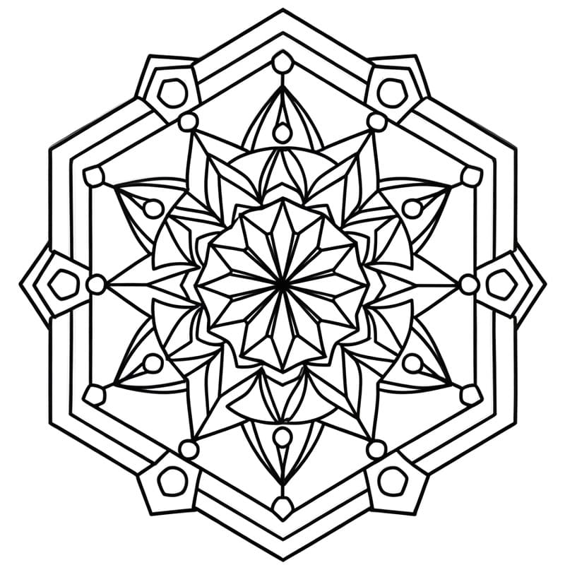 Coloriage Mandala: Hexagone Parfait Mandalas