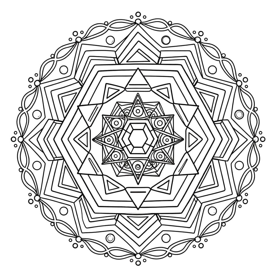 Coloriage Mandala: Hexagone pour adultes Mandalas