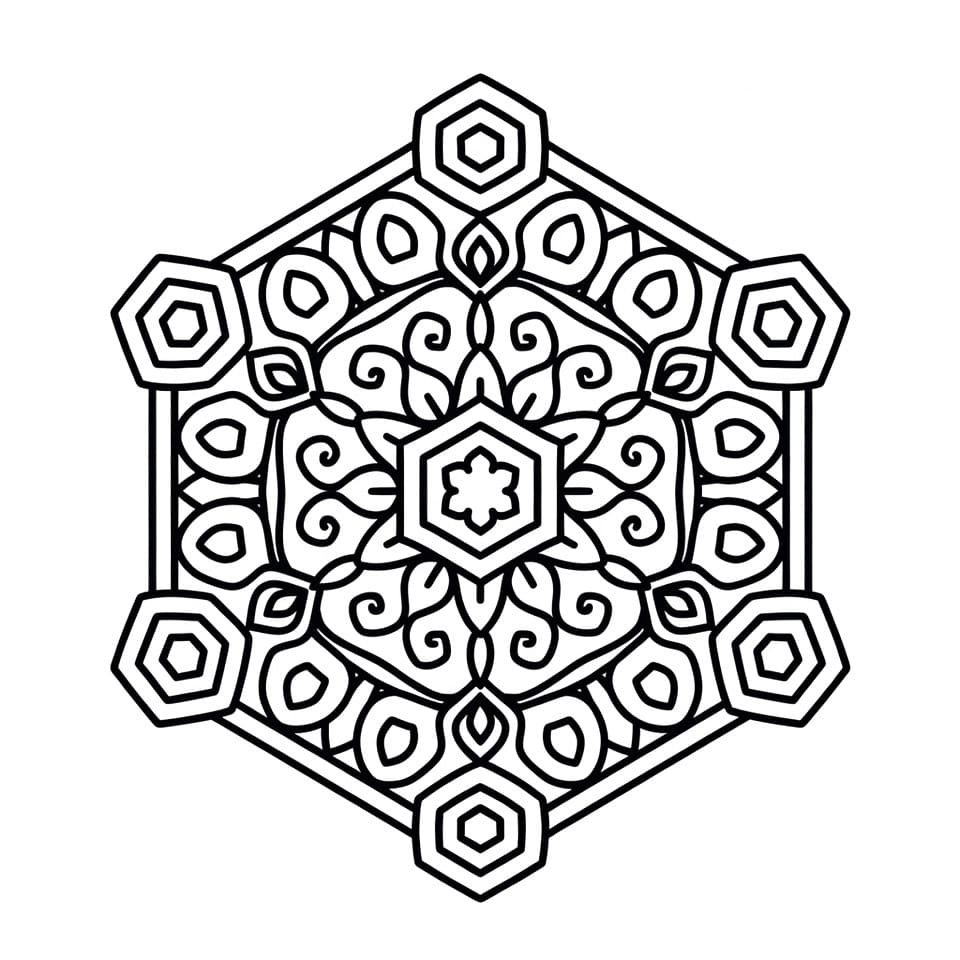 Coloriage Mandala: Imprimable Gratuit Hexagone Mandalas