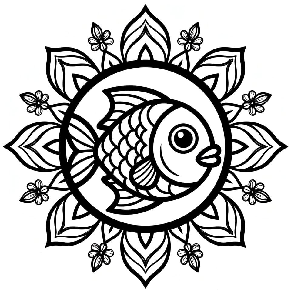 Coloriage Mandala: Imprimable Gratuit Poisson Mandalas