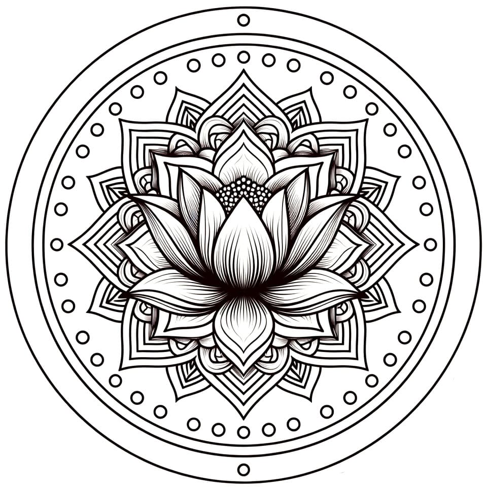 Coloriage Mandala: Joli Lotus Mandalas
