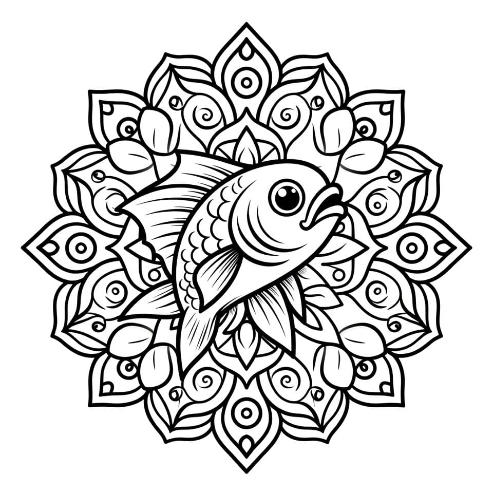 Coloriage Mandala: Joli Poisson Mandalas