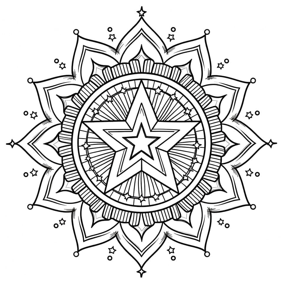 Coloriage Mandala: Joli Étoile Mandalas