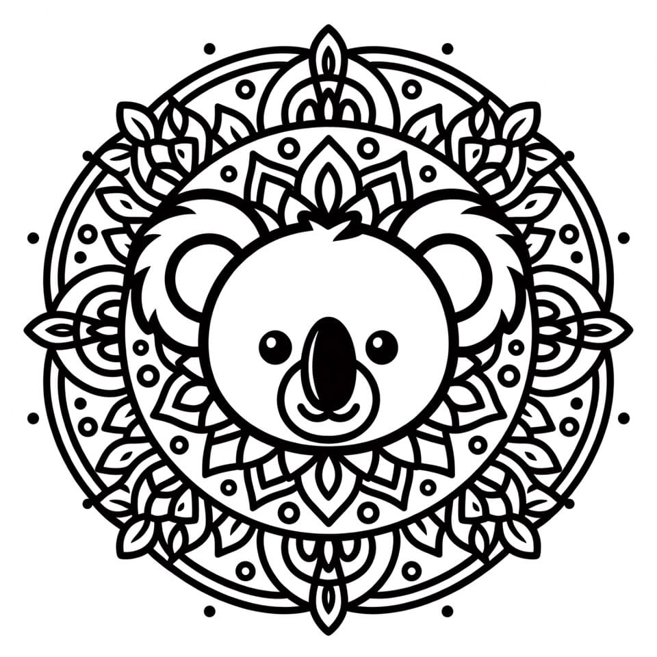Coloriage Mandala: Koala Basique Mandalas
