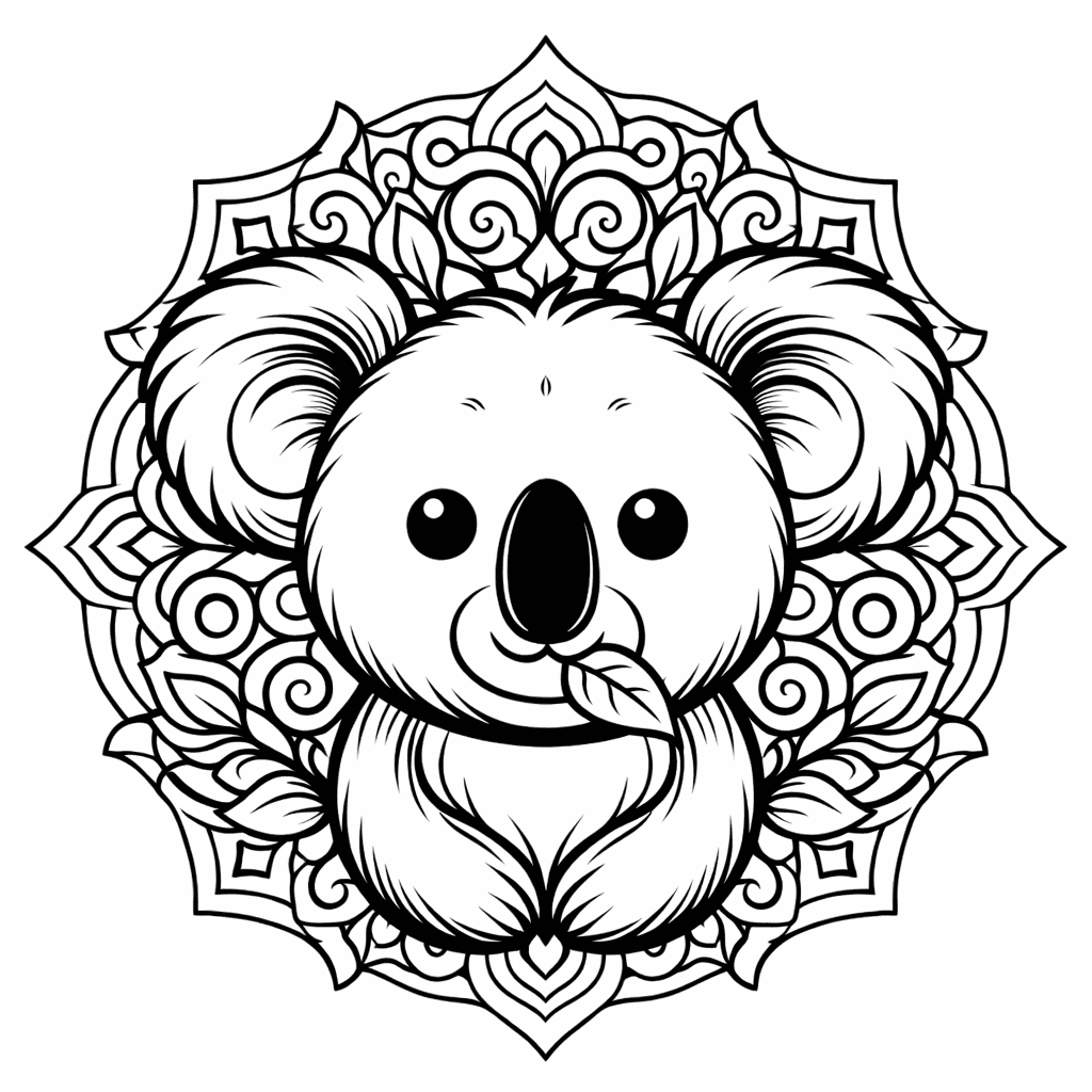 Coloriage Mandala: Koala dans la Nature Mandalas