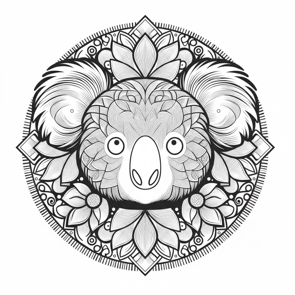 Coloriage Mandala: Koala Dur Mandalas
