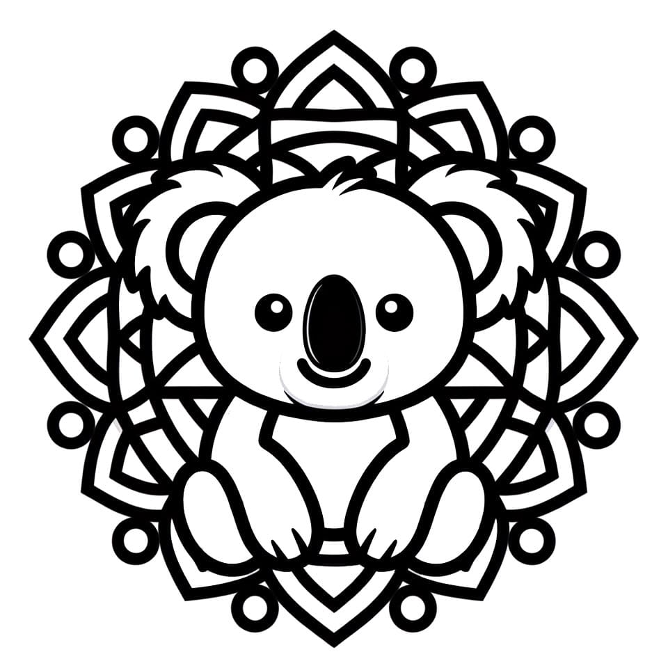 Coloriage Mandala: Koala facile pour les enfants Mandalas