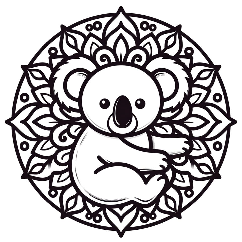 Coloriage Mandala: Koala Facile Mandalas