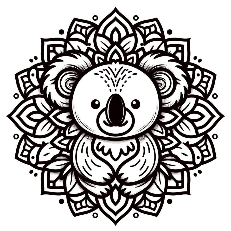 Coloriage Mandala: Koala imprimable gratuit Mandalas