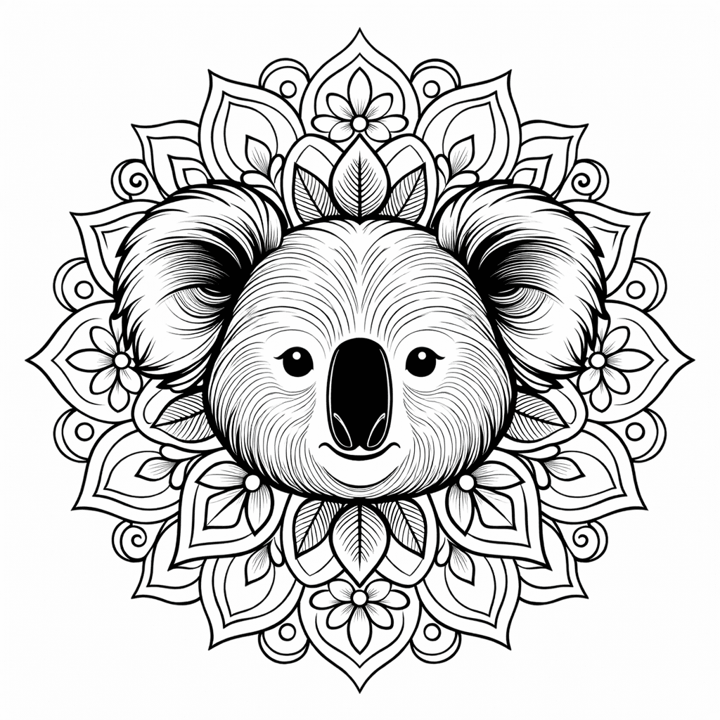 Coloriage Mandala: Koala Parfait Mandalas