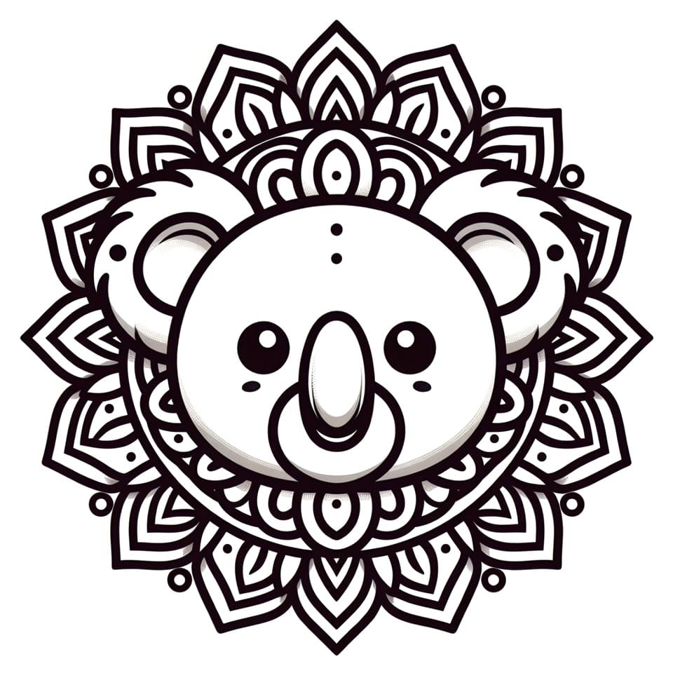 Coloriage Mandala: Koala Simple Mandalas