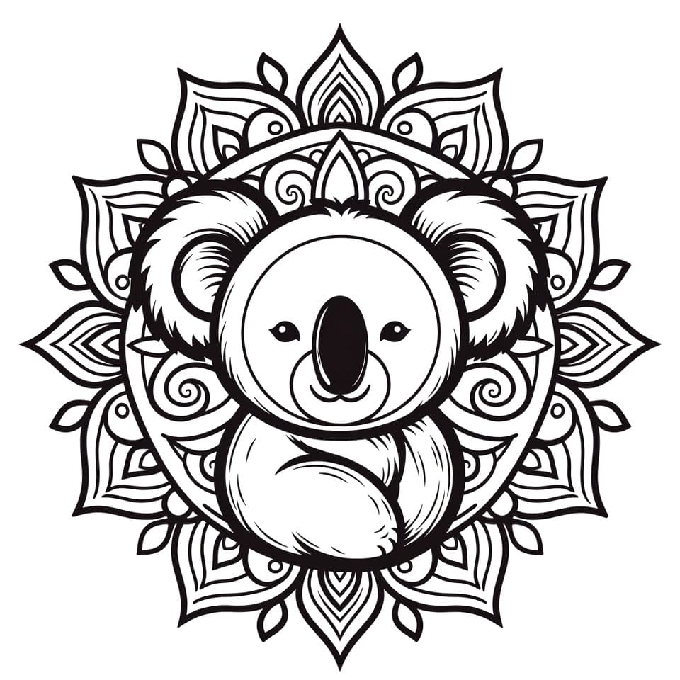 Coloriage Mandala: Koala souriant Mandalas