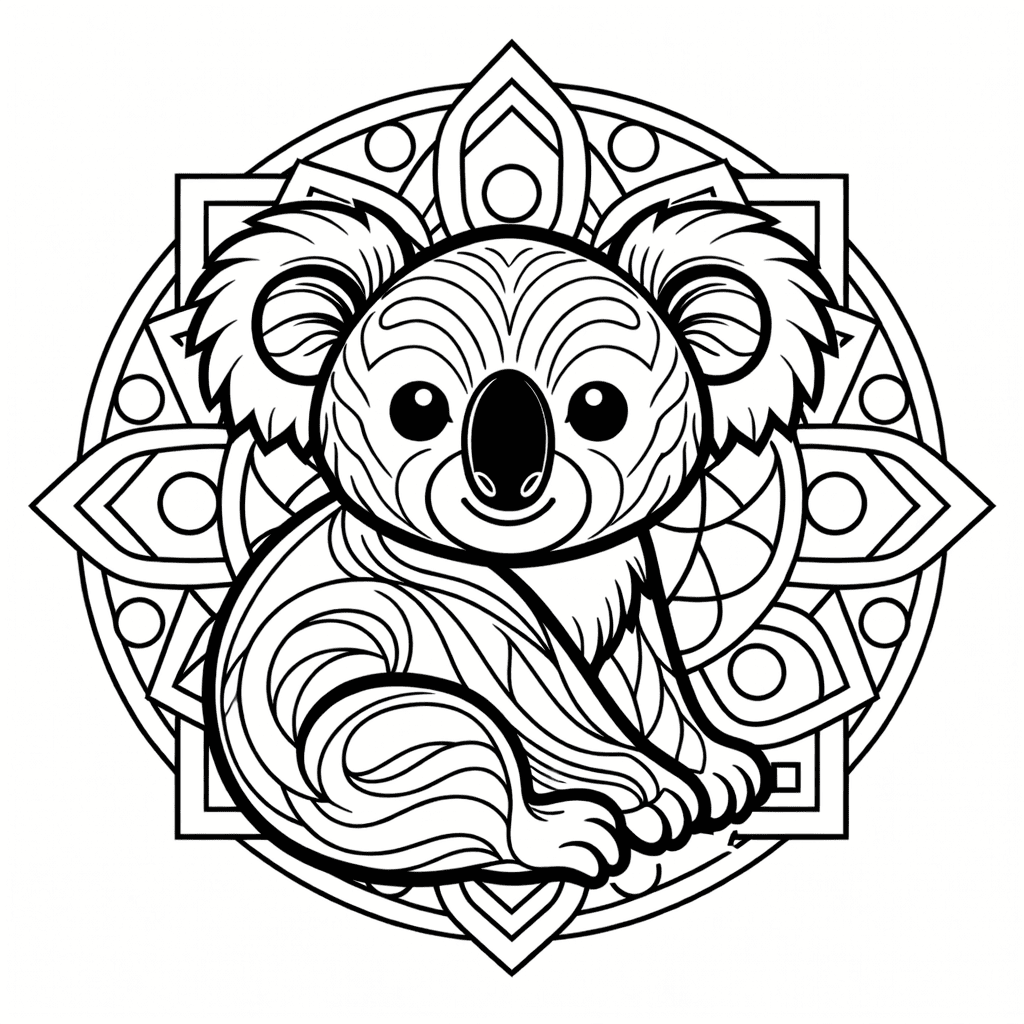 Coloriage Mandala: Koala téléchargement gratuit Mandalas