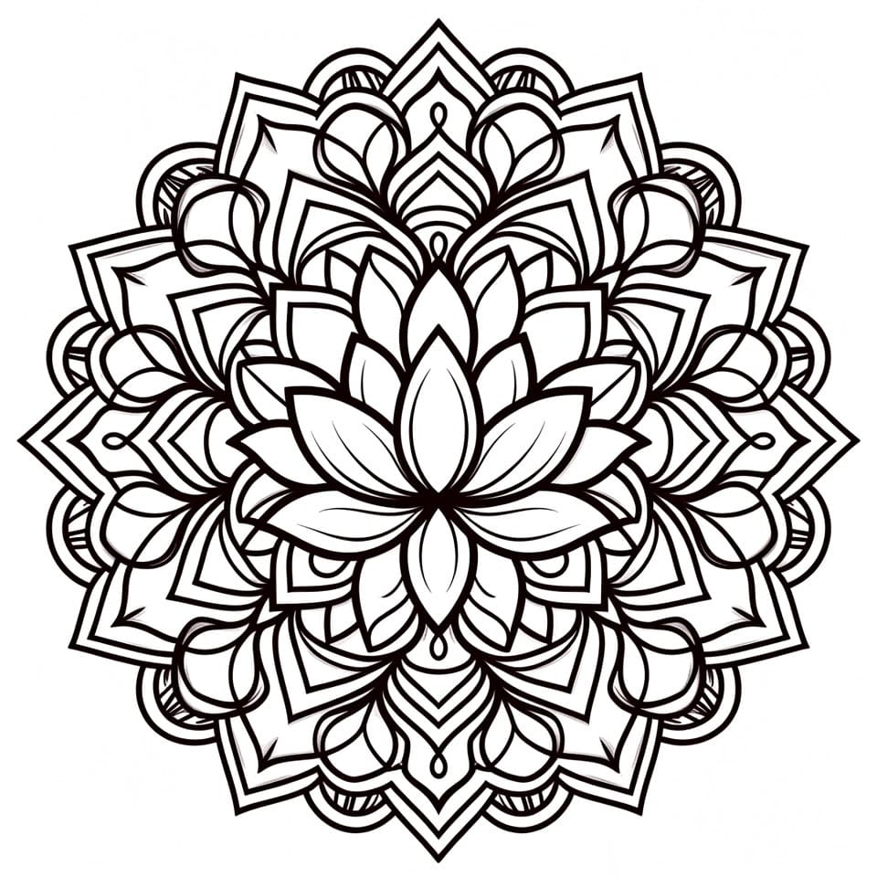 Coloriage Mandala: Lotus abstrait Mandalas