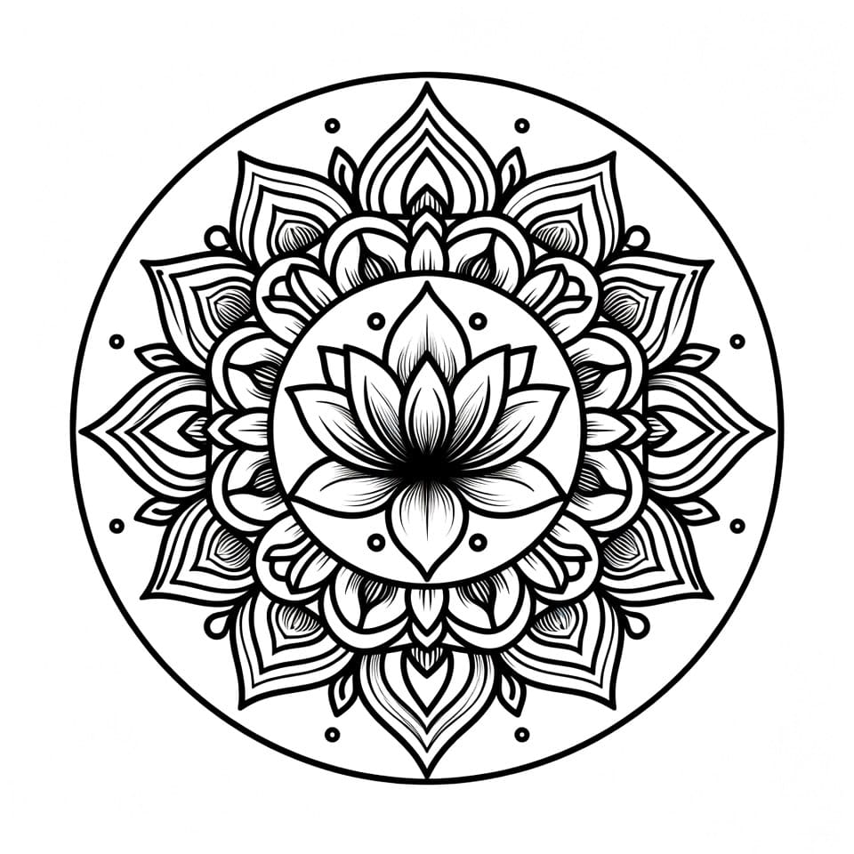 Coloriage Mandala: Lotus de base Mandalas