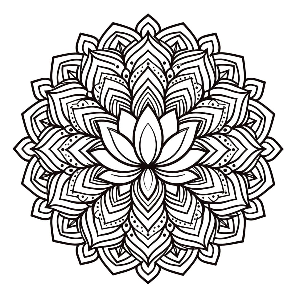 Coloriage Mandala: Lotus Dur Mandalas