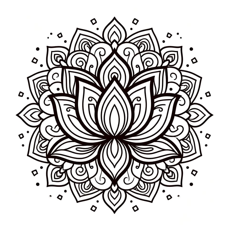 Coloriage Mandala: Lotus élégant Mandalas