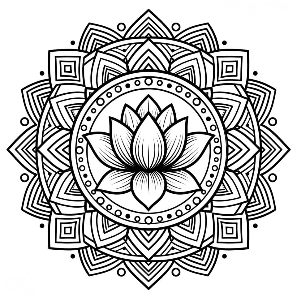 Coloriage Mandala: Lotus facile Mandalas