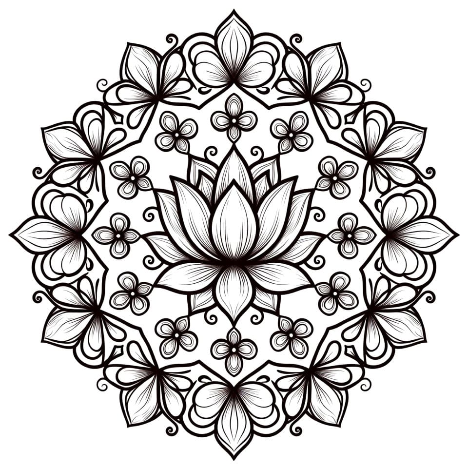 Coloriage Mandala: Lotus imprimable gratuit Mandalas