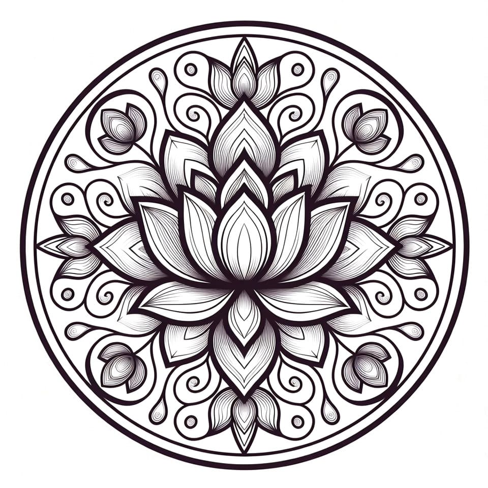 Coloriage Mandala: Lotus merveilleux Mandalas