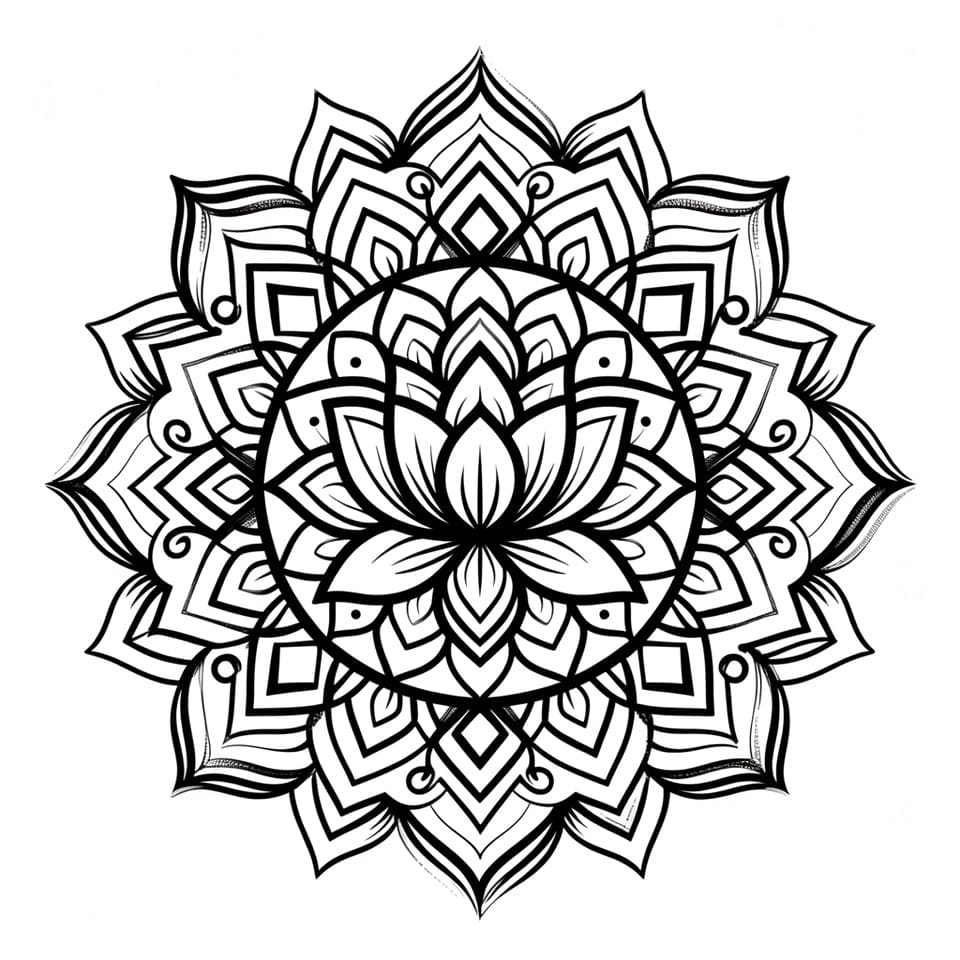 Coloriage Mandala: Lotus séduisant Mandalas