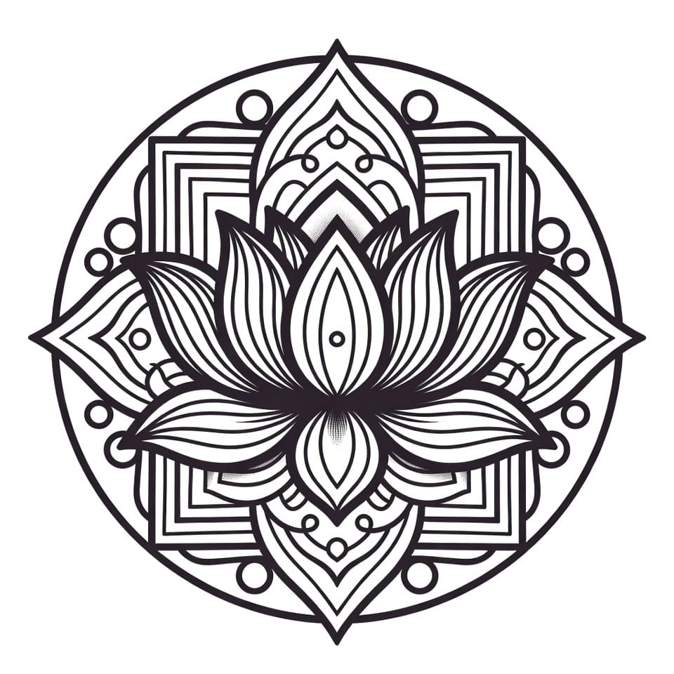 Coloriage Mandala: Lotus simple Mandalas