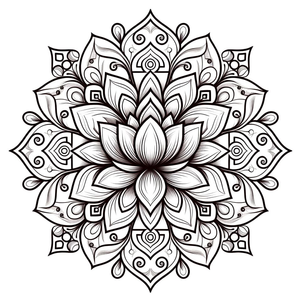 Coloriage Mandala: Lotus splendide Mandalas
