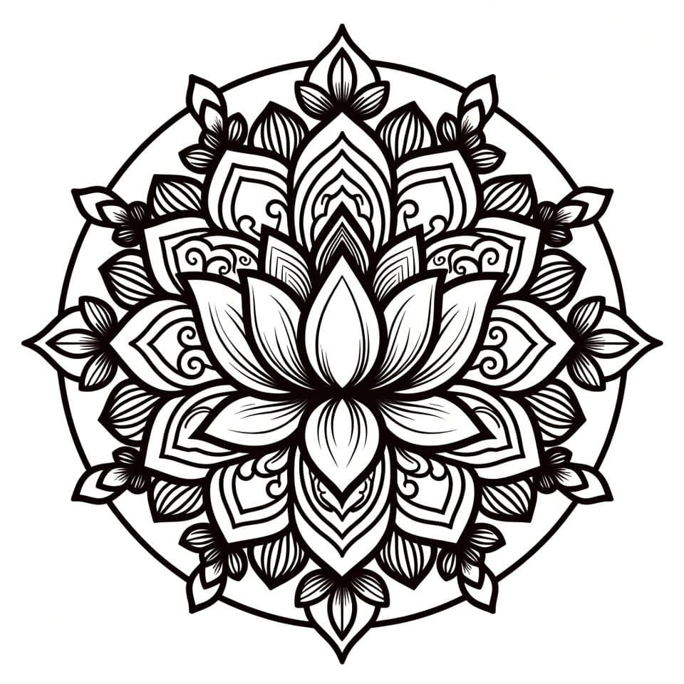 Coloriage Mandala: Lotus superbe Mandalas