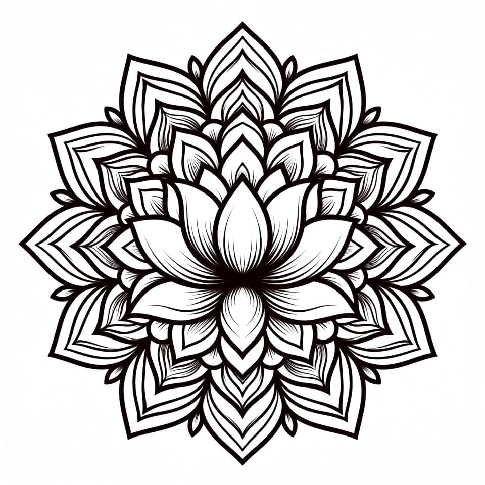 Coloriage Mandala: Lotus téléchargement gratuit Mandalas