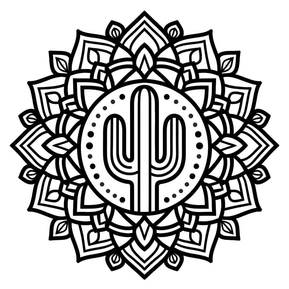 Coloriage Mandala: Magnifique Cactus Mandalas