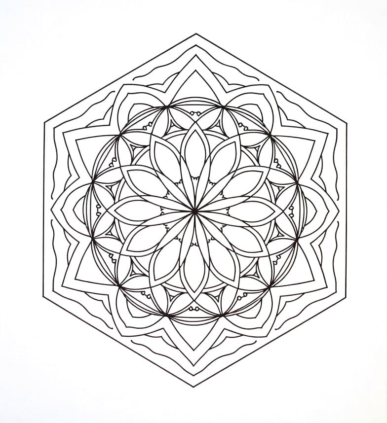 Coloriage Mandala: Magnifique Hexagone Mandalas