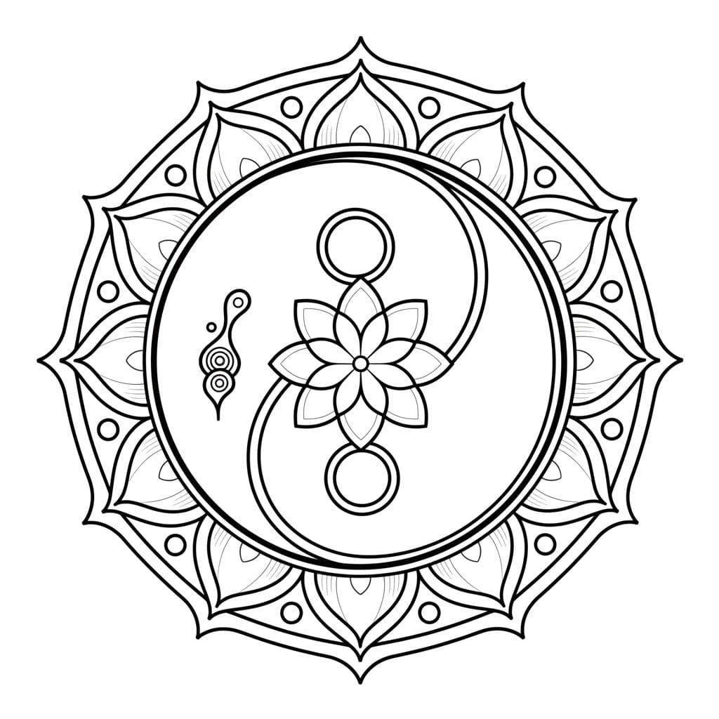 Coloriage Mandala: Magnifique Yin Yang Mandalas