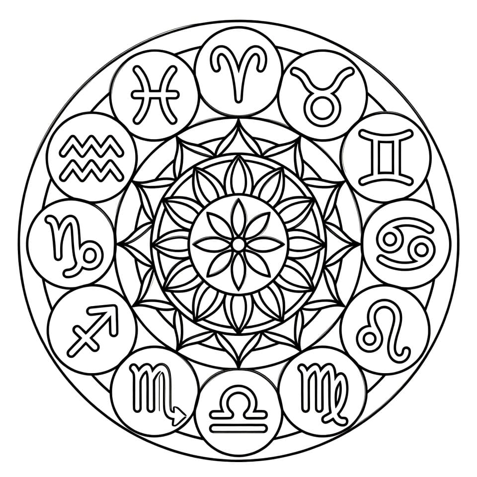 Coloriage Mandala: Magnifique Zodiaque Mandalas