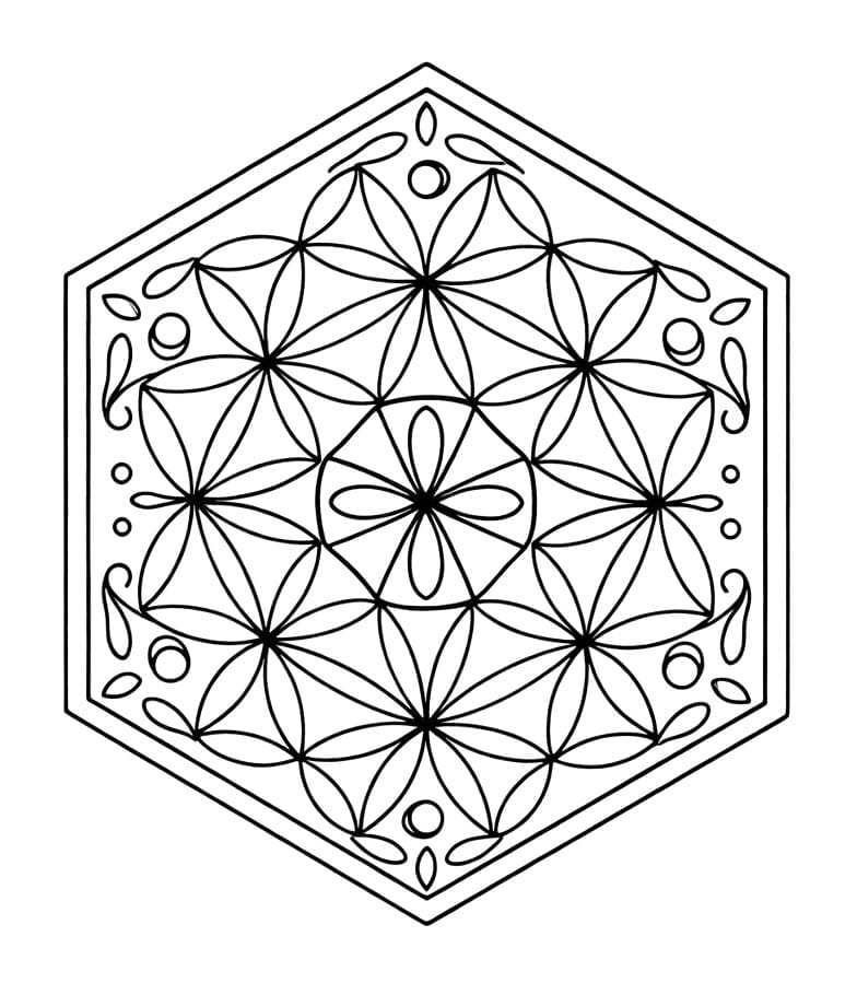 Coloriage Mandala: Mignon Hexagone Mandalas