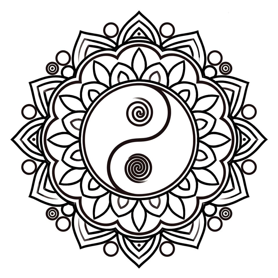 Coloriage Mandala: Mignon Yin Yang Mandalas