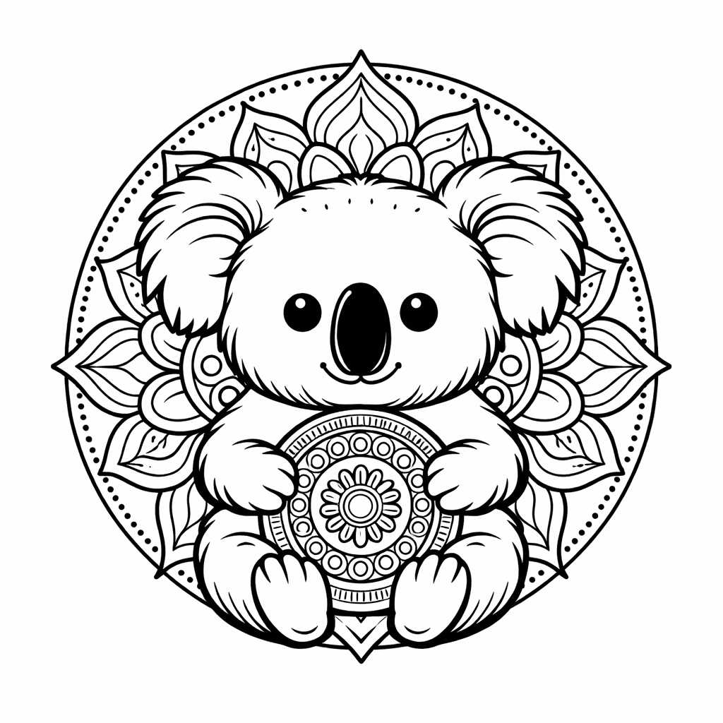 Coloriage Mandala: Petit Koala Mandalas