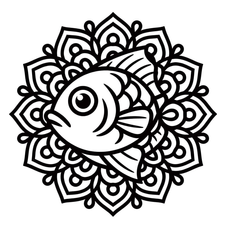 Coloriage Mandala: Poisson adorable Mandalas