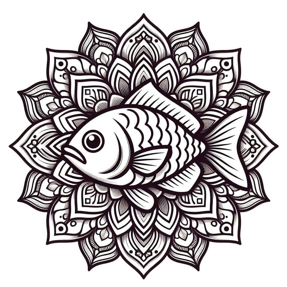 Coloriage Mandala: Poisson cool Mandalas