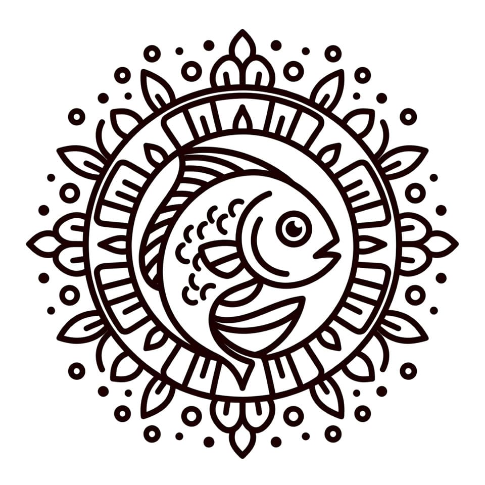 Coloriage Mandala: Poisson facile Mandalas
