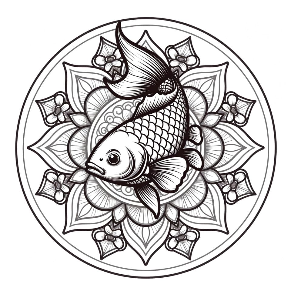 Coloriage Mandala: Poisson incroyable Mandalas