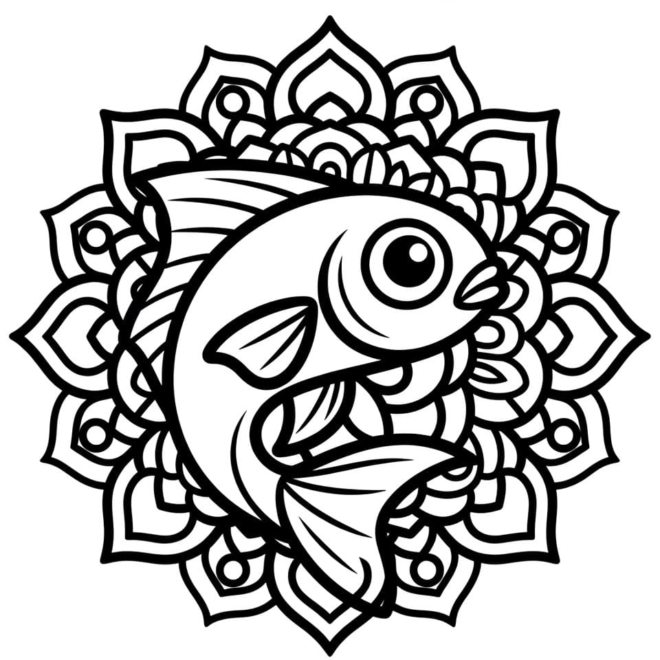 Coloriage Mandala: Poisson mignon Mandalas