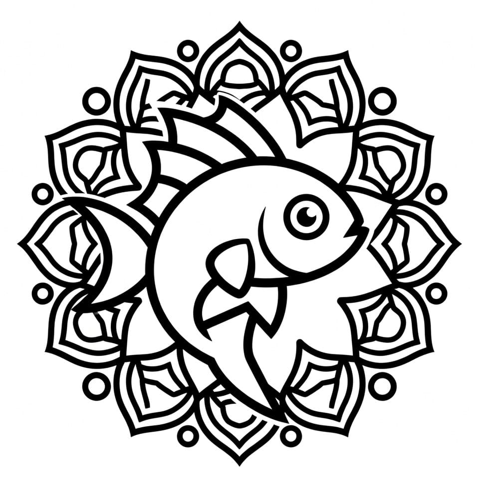 Coloriage Mandala: Poisson Téléchargement gratuit Mandalas