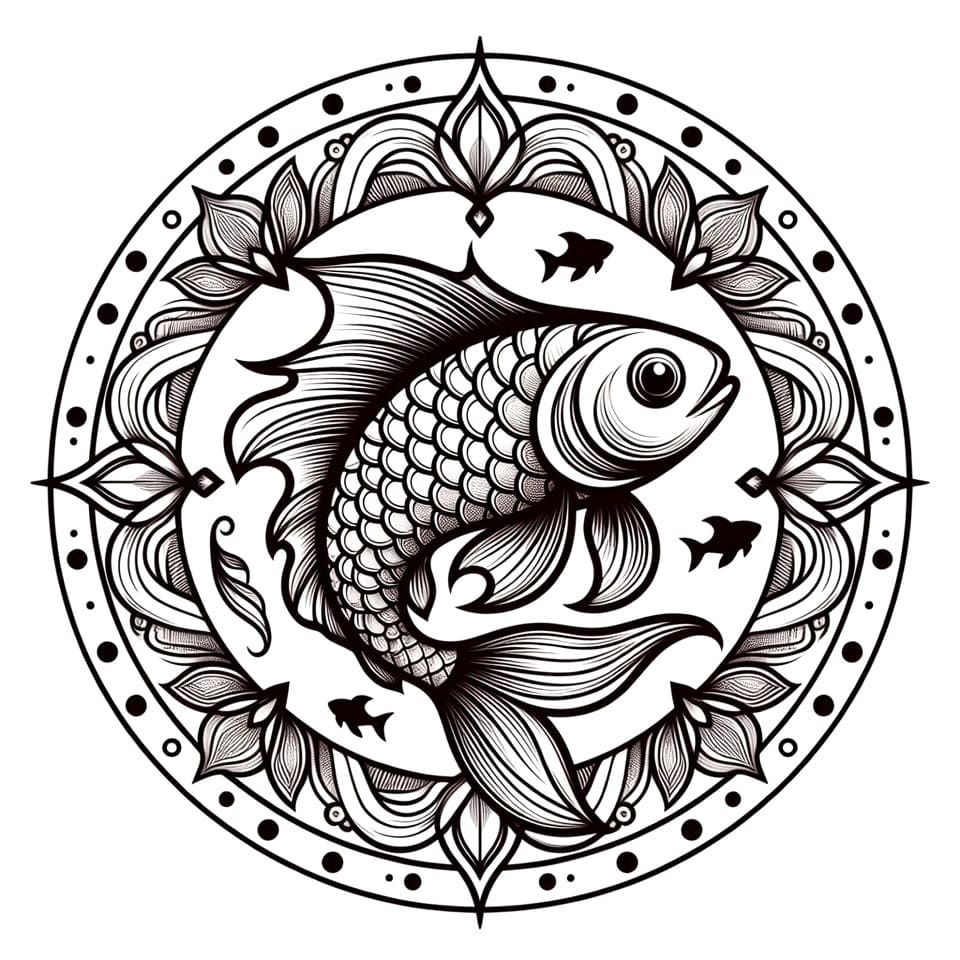 Coloriage Mandala: Poissons sympas Mandalas