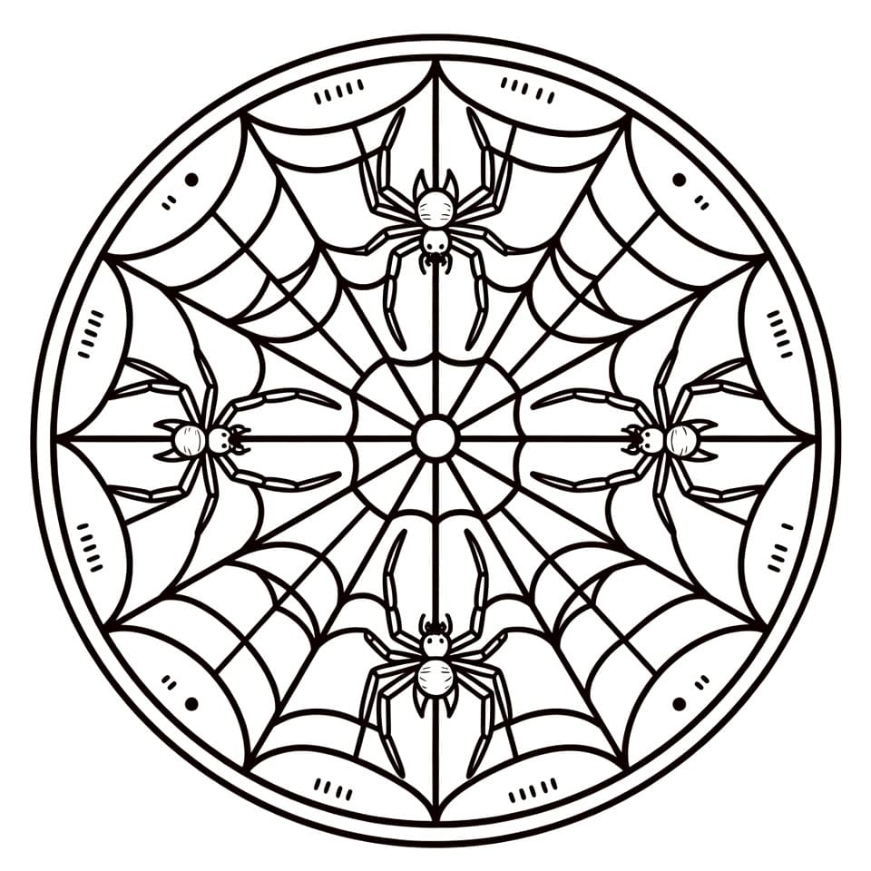 Coloriage Mandala: Quatre Araignées Mandalas
