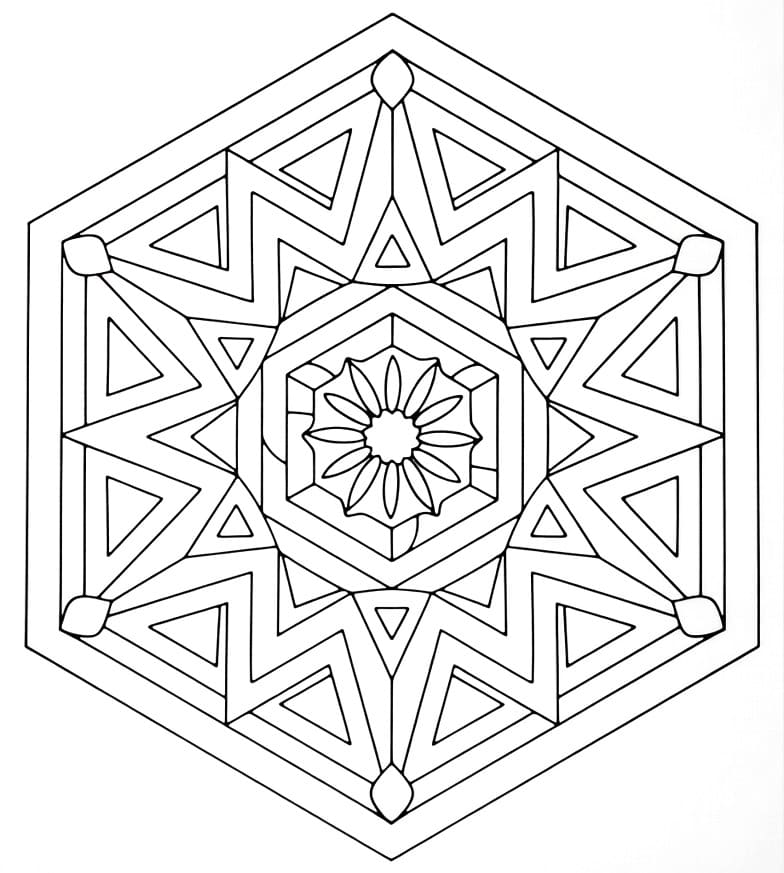 Coloriage Mandala: Téléchargement Gratuit Hexagone Mandalas