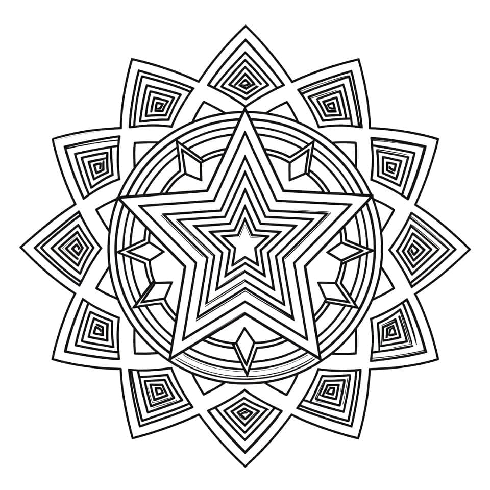 Coloriage Mandala: Étoile brillante Mandalas